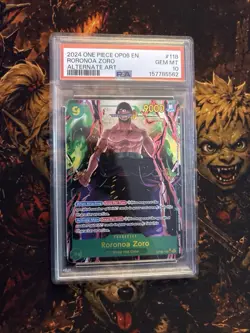One Piece Card Game Roronoa Zoro OP06-118 SEC Alt Art PSA 10 - Image 1