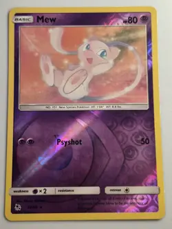 Mew 32/68 Rare Hidden Fates Pokemon Card Reverse Holo LP - Image 1
