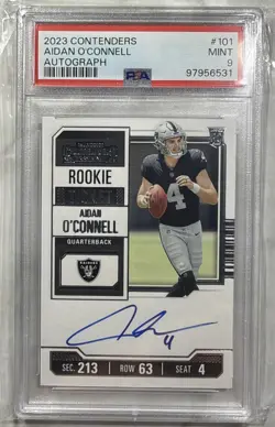2023 Panini Contenders - Rookie Ticket RPS Aidan O'Connell #101 (AU, RC) PSA 9 - Image 1
