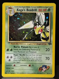 Koga's Beedrill 9/132 WOTC Gym Challenge Unlimited Holo Pokemon Card LP - Image 1