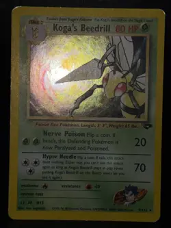 Koga's Beedrill 9/132 WOTC Gym Challenge Unlimited Holo Pokemon Card LP - Image 2
