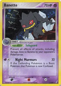 Pokemon Card - Banette - Holo (1/100 - Crystal Guardians) - Image 1