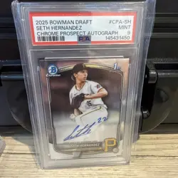 2025 Bowman Draft Chrome Seth Hernandez 1st Prospect Auto #CPA-SH Pirates PSA 9 - Image 1