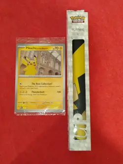 Pokemon TCG 2019 Pikachu Playmat Ultra Pro & Pikachu at the Museum Jumbo Promo - Image 1