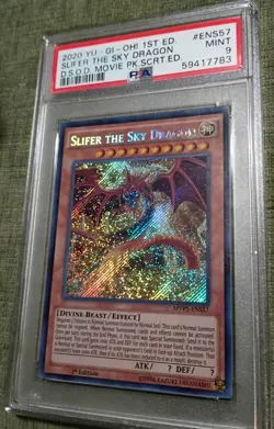 Yu-Gi-Oh Slifer the Sky Dragon MVP1-ENS57 Secret Rare 1st Ed NM PSA 9 - Image 1