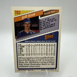 Topps 1993 Jeff Kent #703 New York Mets All-Star Rookie Baseball Card - Image 2