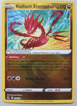 105/159 Radiant Eternatus Radiant Rare Card Pokemon SWSH Crown Zenith Near Mint - Image 1