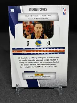 Panini 2010-11 Prestige Basketball Card Stephen Curry #36 Warriors NBA (1) - Image 2