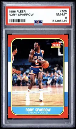 1986-87 Fleer - Rory Sparrow #105 New York Knicks PSA 8 NM-MT 5134 - Image 1