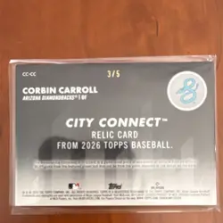 Topps 2026 Series 1 Corbin Carroll D-backs City Connect Swatch Red /5 #CC-CC - Image 2