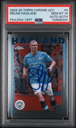 2024-25 TOPPS CHROME UEFA CLUB COMPETITIONS ERLING HAALAND PSA 10 AUTO AUTHENTIC - Image 1