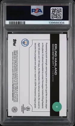 2024-25 TOPPS CHROME UEFA CLUB COMPETITIONS ERLING HAALAND PSA 10 AUTO AUTHENTIC - Image 2
