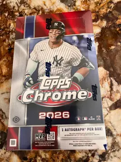 2026 TOPPS CHROME BASEBALL HOBBY BOX (1 AUTO) MLB Brand New Factory Sealed - Image 1
