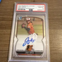 Joey Ortiz PSA 10 2023 Bowman Chrome Base Prospect Auto Autograph #CPA-JOR Gem - Image 1
