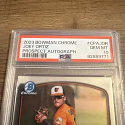 Joey Ortiz PSA 10 2023 Bowman Chrome Base Prospect Auto Autograph #CPA-JOR Gem - Image 2