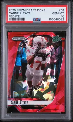 2025 Panini Prizm Draft Picks #68 Carnell Tate Red Ice PSA 10 RC Rookie - Image 1