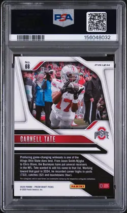 2025 Panini Prizm Draft Picks #68 Carnell Tate Red Ice PSA 10 RC Rookie - Image 2