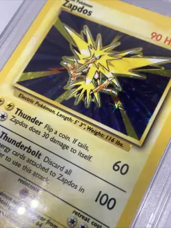 1999 Pokemon Base Set Zapdos #16/102 Unlimited Holo Rare PSA 9 - Image 2