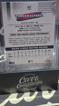 ⚾🔥2026 Topps Finest Yordan Alvarez Rare Gold refeactor /50 Astros🔥⚾ - Image 4