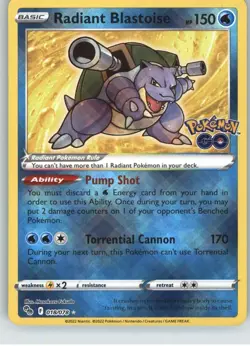 Radiant Blastoise Pokemon GO [018/078] Radiant Rare Holofoil NM Pokemon - Image 1