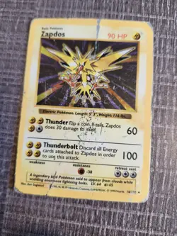 Zapdos 16/102 Base Set Shadowless Unlimited Holo Rare Pokemon TCG HP/DMG - Image 1