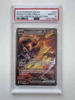 PSA 10 Team Rocket's Moltres ex 229/182 Stamped Holo EN - Image 1
