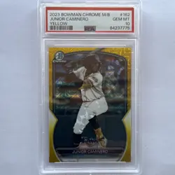 2023 Bowman Chrome Junior Caminero Yellow Mojo /75 PSA 10 #BCP-162 - Image 1