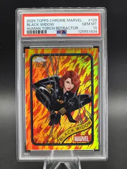 2025 Topps Chrome Marvel BLACK WIDOW Human Torch 34/39 PSA 10 Gem Mt (Pop 2 !!!) - Image 1