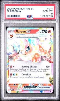 PSA 10 Pokemon Flareon GX Card Gem Mint 2025 Pre EN #014 - Image 1