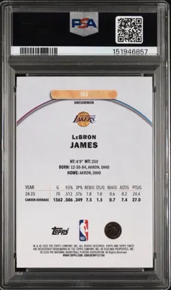 Lebron James Purple Refractor /200 PSA 9 Pop 1 No ↑ -2025 Topps Finest LA Lakers - Image 2