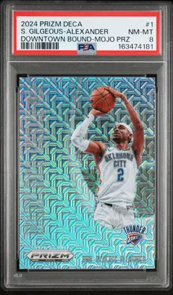 2024-25 Panini Prizm Deca Shai Gilgeous-Alexander Downtown Bound Mojo /25 PSA 8 - Image 1