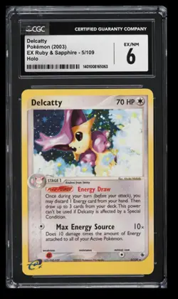 2003 Pokemon EX Ruby & Sapphire Delcatty CGC 6 English #5/109 Holo Rare - Image 1