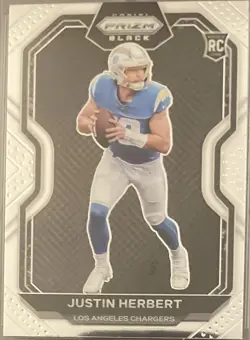 2020 Panini Chronicles Justin Herbert RC PRIZM BLACK Rookie Chargers ROY! - Image 3