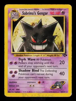 Pokemon Card Sabrina's Gengar 29/132 Gym Challenge Unlimited Rare HP 2000 - Image 1