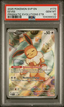 2025 POKEMON PRISMATIC EVOLUTIONS ELITE TRAINER BOX SVP EN-SV #173 EEVEE PSA 10 - Image 1