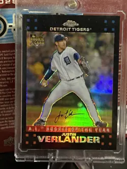 2007 Topps Chrome Justin Verlander RC #254 Refractor Detroit Tigers MINT🔥🔥 - Image 1