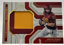 2025 Panini National Treasures Collegiate Brock Purdy Jumbo Patch /10 Cyclones - Image 1