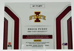 2025 Panini National Treasures Collegiate Brock Purdy Jumbo Patch /10 Cyclones - Image 2