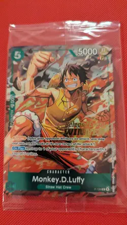 One Piece Card Game PRE RELEASE WINNER Promo Monkey D Luffy P-135 English SEALED - Image 1