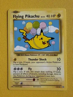 Pokemon TCG Flying Pikachu Evolutions Card 110/108 Secret Rare NM - Image 1