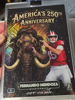 Wild Card 2026 America's 250th Anniversary MAMMOTH Fernando Mendoza RC 1/1 - Image 3