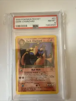 Pokemon Dark Charizard 21/82 Rare Non-Holo Card Team Rocket 2000 PSA 8 - Image 1