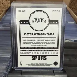 2023 NBA Hoops - VICTOR WEMBANYAMA ROOKIE CARD #298 San Antonio Spurs - Image 2