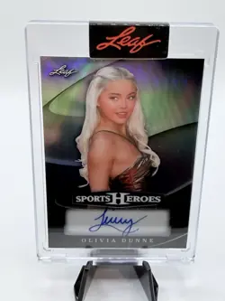 sports card singles Oliva Dunne Autographed 3/9 Leaf Sports Heroes 2026 - Image 1