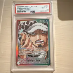 One Piece Card Game Trafalgar Law Alt Art Foil Leader PSA 10 OP01-002 2022 - Image 1