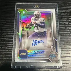 2025 Bowman U Chrome Alonza Barnett III White ON CARD Auto 1st /15 SSP UCF - Image 1