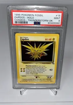 PSA 9 Zapdos Holo 15/62 Cosmos Thunderstorm Deck Fossil 1999 Pokemon Card - Image 1