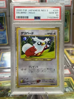 2000 Pokemon Japanese Neo 3 #225 Delibird Holo PSA 10 Gem Mint - Image 1