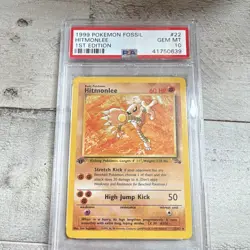 Pokemon TCG Hitmonlee Fossil 1st Edition Rare #22/62 PSA 10 (1999) - Image 1