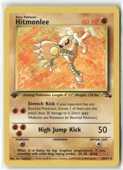 Pokemon Hitmonlee (22) 22/62 1st Edition Fossil Rare - Image 1